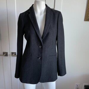 Massimo Dutti 2 Button Notch Collar Wool Alpaca Blend Houndstooth Blazer Grey 8